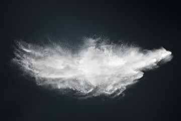 Obraz na płótnie Canvas Abstract design of white powder cloud on dark background