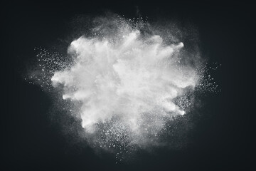 Abstract design of white powder cloud on dark background