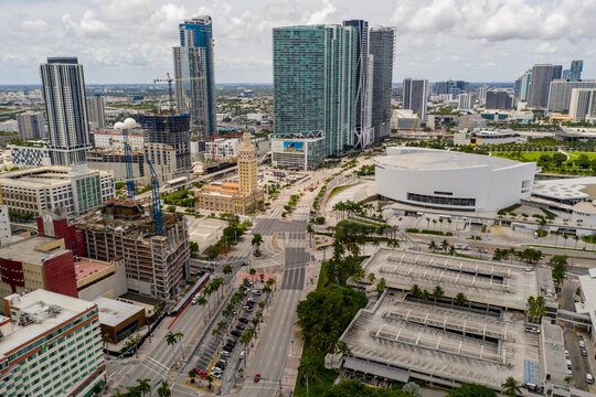 Aerial photo Downtown Miami Florida big American city