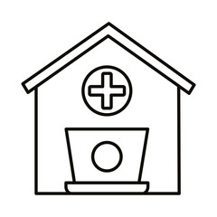 house with medical cross line style
