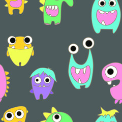 seamless pattern with monsters vector illustration