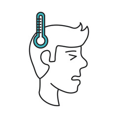 covid 19 coronavirus, fever people disease, prevention spread outbreak pandemic line and fill style icon