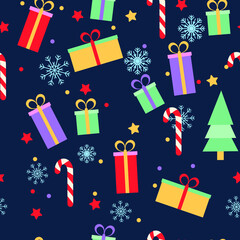Cute christmas elements seamless pattern background