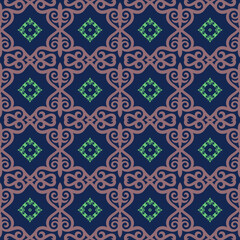 Decorative seamless pattern with ethnic element. Kyrgyz and Kazakh ornaments. Texture for background, holiday cards, invitations, wallpaper, pattern fills, fabrics, gift wrapping, textile. Vector.