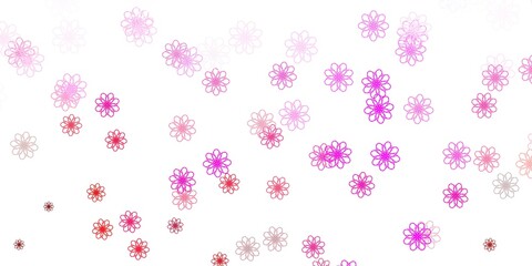 Light Pink vector doodle background with flowers.