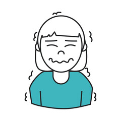 covid 19 coronavirus, woman with fever weakness symptom, prevention spread outbreak disease pandemic line and fill style icon