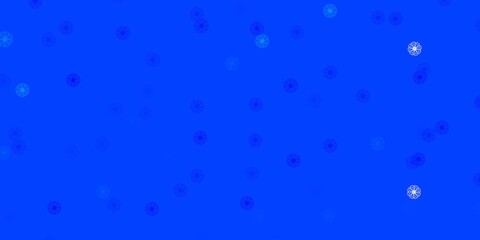 Light BLUE vector doodle pattern with flowers.