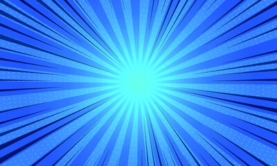 Pop art background, blue rays illustration High quality comic book style background