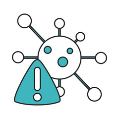 covid 19 coronavirus, warning virus, prevention spread outbreak disease pandemic line and fill style icon