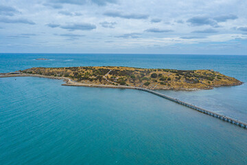 Wooden causeway connecting Victor Harbor with Granite island in Australia