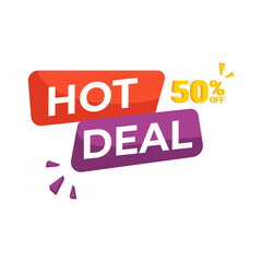 Hot deal sale & discount label vector illustration flat. Suitable for many purposes.
