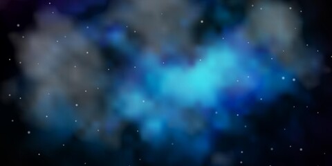 Dark BLUE vector background with small and big stars. Blur decorative design in simple style with stars. Theme for cell phones.