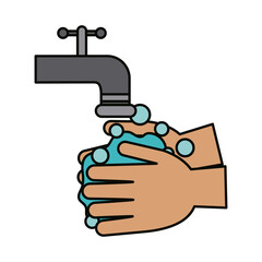 covid 19 coronavirus, wash hands with soap, prevention spread outbreak disease pandemic flat style icon