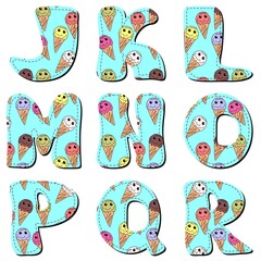 scrapbook alphabet on white background 