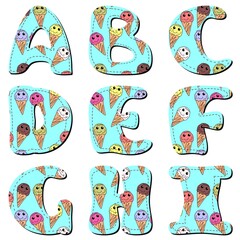 scrapbook alphabet on white background 