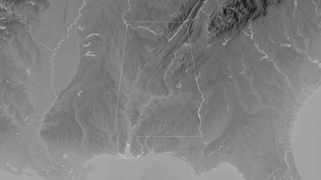 Alabama, United States - outlined. Grayscale