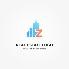 Simple and Modern Z Letter Real Estate Logo Template for Your Business