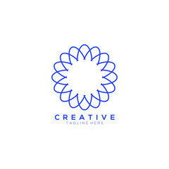 mandala blue monogram vector logo