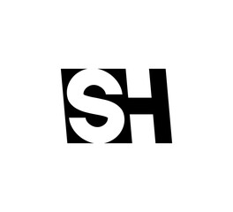 Initial letters Logo black positive/negative space SH