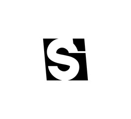 Initial letters Logo black positive/negative space SI