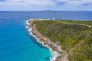 White lighthouse at Torndirrup National Park, Australia