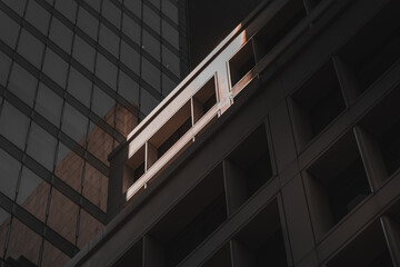 Hong Kong Business Building Closed up; Black and Golden color