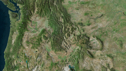 Idaho, United States - outlined. Satellite