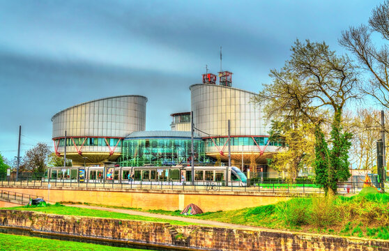 The European Court Of Human Rights And A City Tram In Strasbourg - Alsace, France