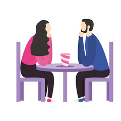 Couple of woman and man on table vector design