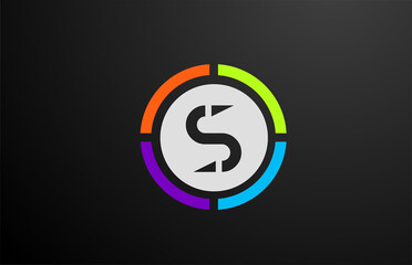 colored S alphabet letter logo icon design for company and business with circle