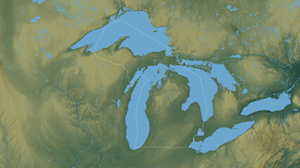 Michigan, United States - outlined. Relief - obrazy, fototapety, plakaty