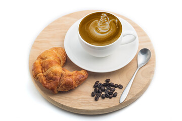 cup of coffee with croissant