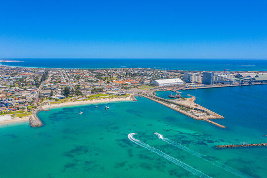 Aerial view of a port in Geraldton, Australia