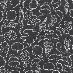 Smoke Vector Seamless Pattern. Hand drawn Doodle Smoke, Clouds, Fog or Steam clouds Background
