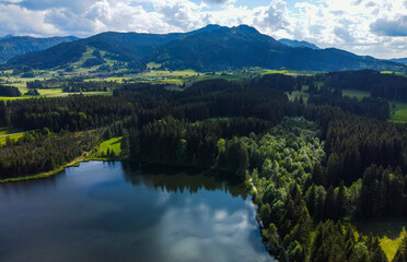 Fototapeta na wymiar defaultWonderful small lake in the German Alps in Bavaria - typical landscape