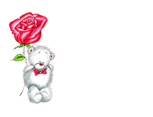 Greeting card for your beloved with a bear with blank space.