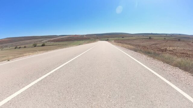 SO-132 paved road next to Rello, province of Soria, Castilla y Leon, Spain