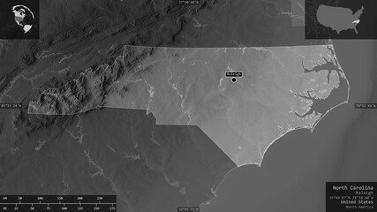 North Carolina, United States - composition. Grayscale