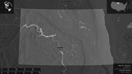 North Dakota, United States - composition. Grayscale