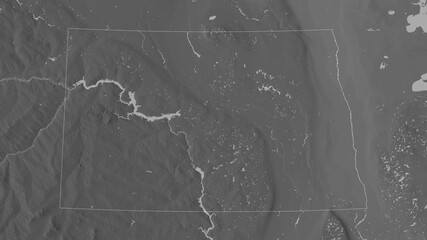 North Dakota, United States - outlined. Grayscale