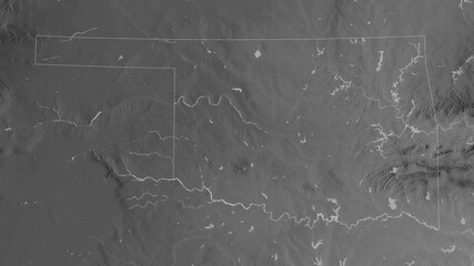 Oklahoma, United States - outlined. Grayscale