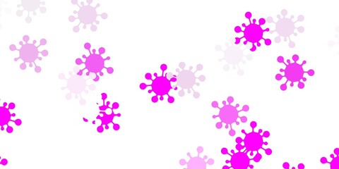 Fototapeta na wymiar Light purple, pink vector background with covid-19 symbols.