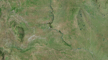 South Dakota, United States - outlined. Satellite