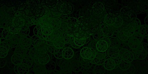 Dark Green vector background with occult symbols.