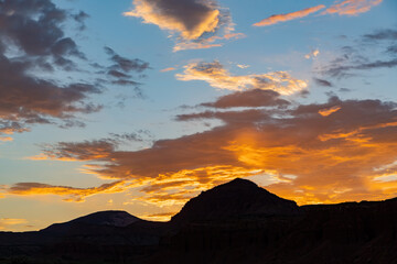 Beautiful sunset rural landscape of Torrey, Utah