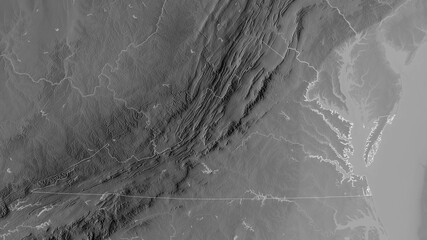 Virginia, United States - outlined. Grayscale