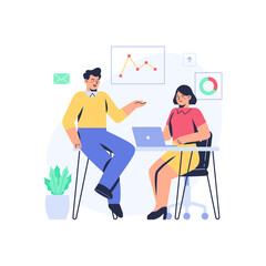 Business Man Discuss with Business Woman at Office