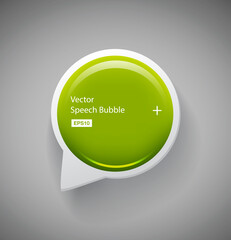 Stylish glossy green round vector speech bubble