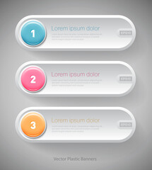 modern infographic template, banners with glossy plastic buttons