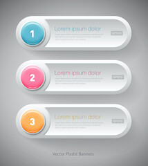 modern infographic template, banners with glossy plastic buttons